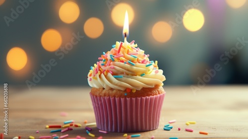 cupcake with candle for a birthday