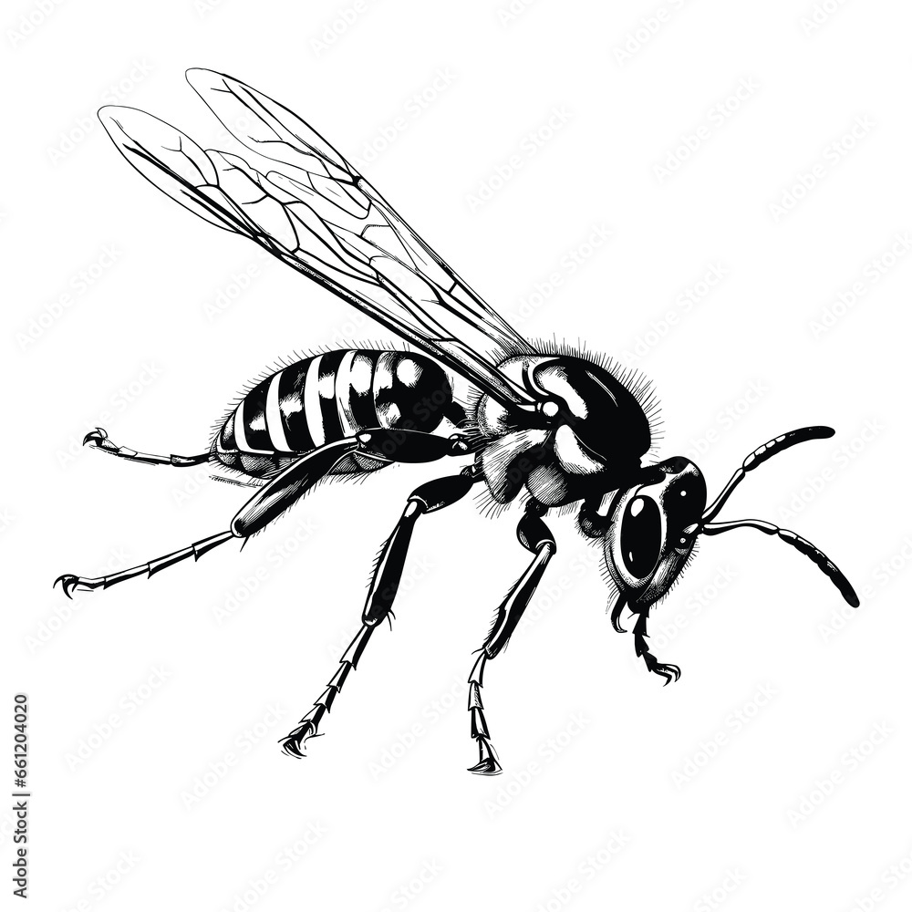 Fototapeta premium Hand Drawn Sketch Wasp Illustration