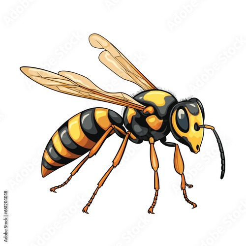 Hand Drawn Flat Color Wasp Illustration