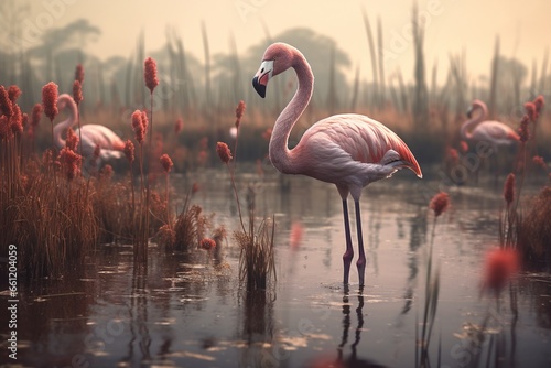 flamingo in the water  Generative AI