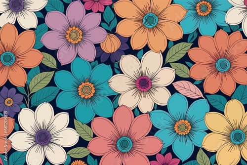vector seamless floral pattern vector seamless floral pattern seamless floral background with flowers, vector illustration © Shubham