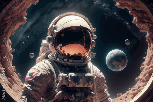 astronaut in space. astronaut in space. elements of this image furnished by nasa astronaut in space. astronaut in space. elements of this image furnished by nasa the astronaut is flying over a planet. photo