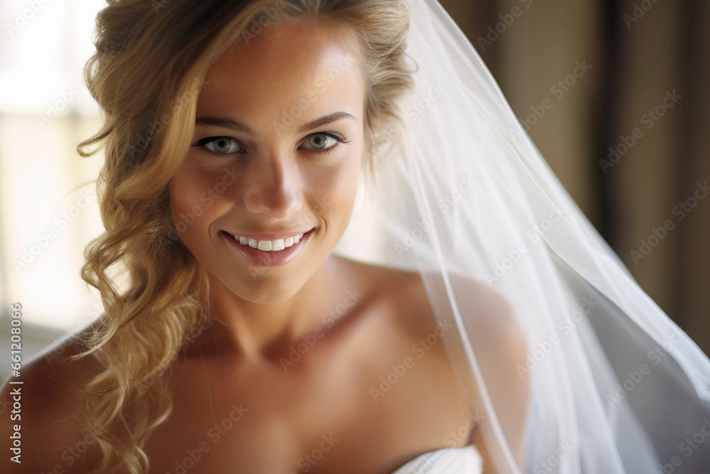 Luxury wedding bride, girl posing and smiling on her wedding day, brazilian bride. Luxury wedding bride, girl posing and smiling on her wedding day, brazilian bride.