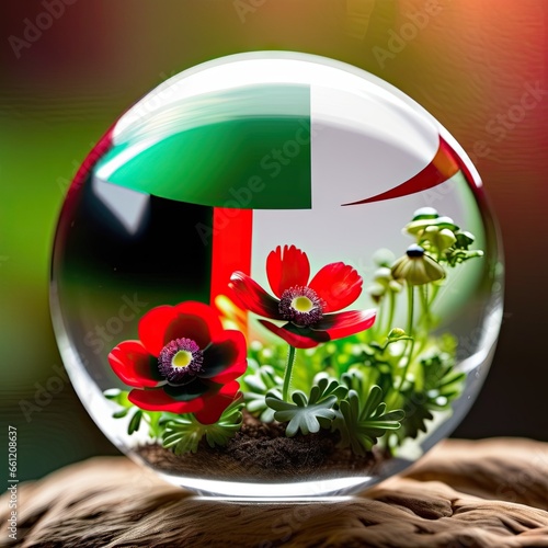 Palestinian poppies and flags in a glass ball © CJH Photography ::C