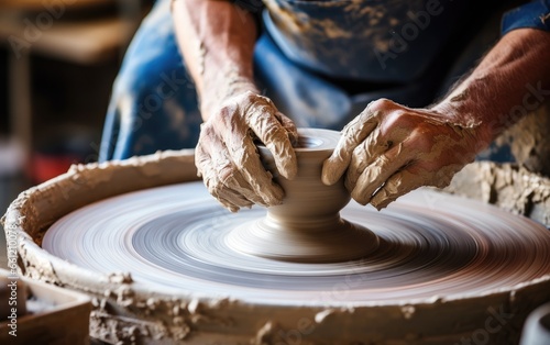 A person sculpting a beautiful piece of pottery on a pottery wheel