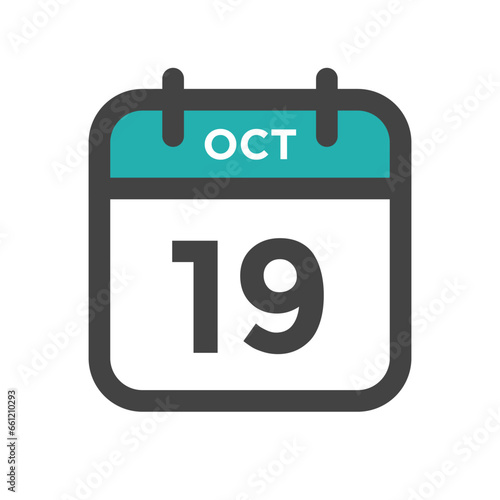 October 19 Calendar Day or Calender Date for Deadlines or Appointment