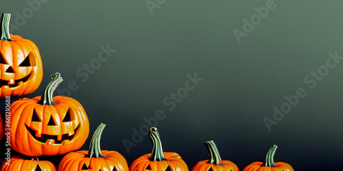 Halloween background with pumpkins seen from the front