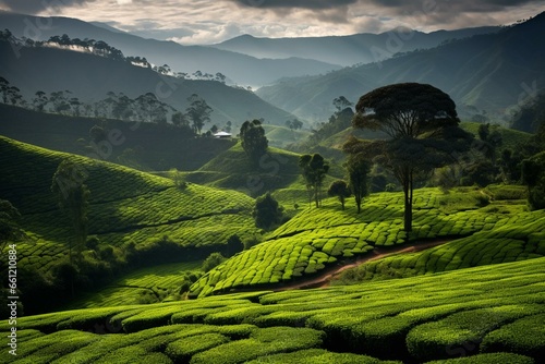 Stunning Sri Lankan tea plantation view. Generative AI photo
