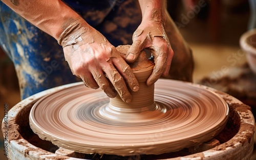 A person sculpting a beautiful piece of pottery on a pottery wheel