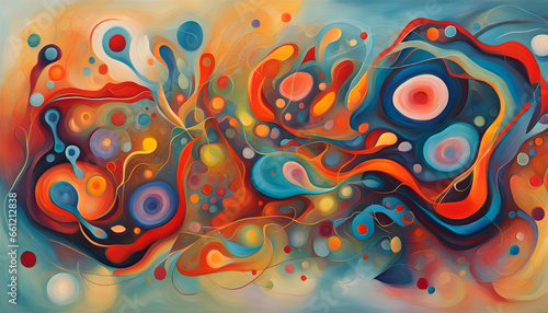 Wallpaper Mural bright colorful modern abstract painting with bold flowing shapes suggesting a biology or microbiology theme Torontodigital.ca