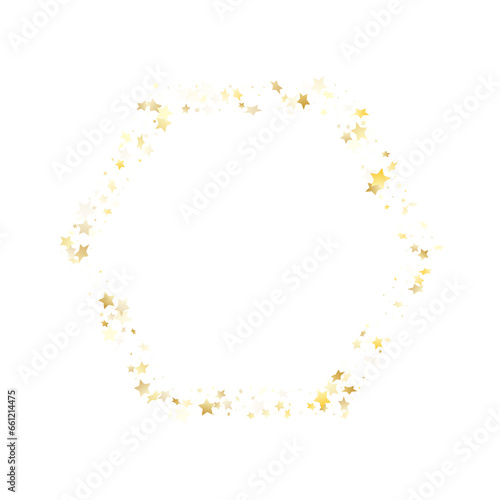 Flying gold star sparkle vector with white background.