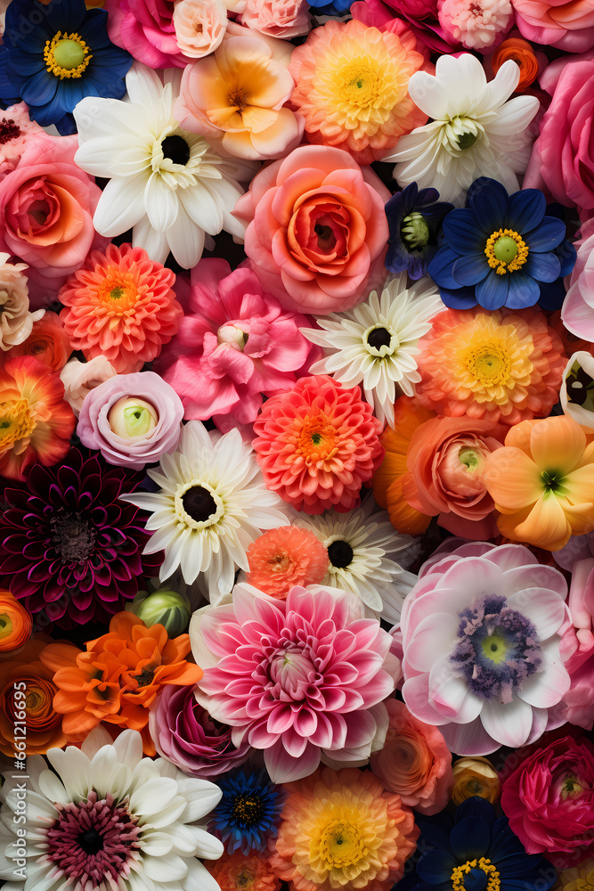 Genetic Diversity in Bloom: Field of Colorful Flowers Genetic Diversity in Bloom: Field of Colorful Flowers