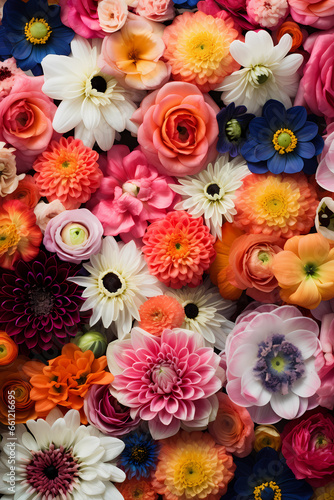 Genetic Diversity in Bloom  Field of Colorful Flowers