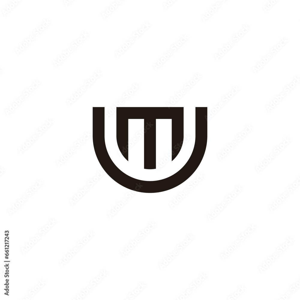 letter mu stripes line geometric logo vector
