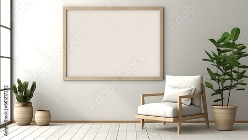 Sleek Interior Setting with Poster Frame Mockup, 3D Render - generative KI
