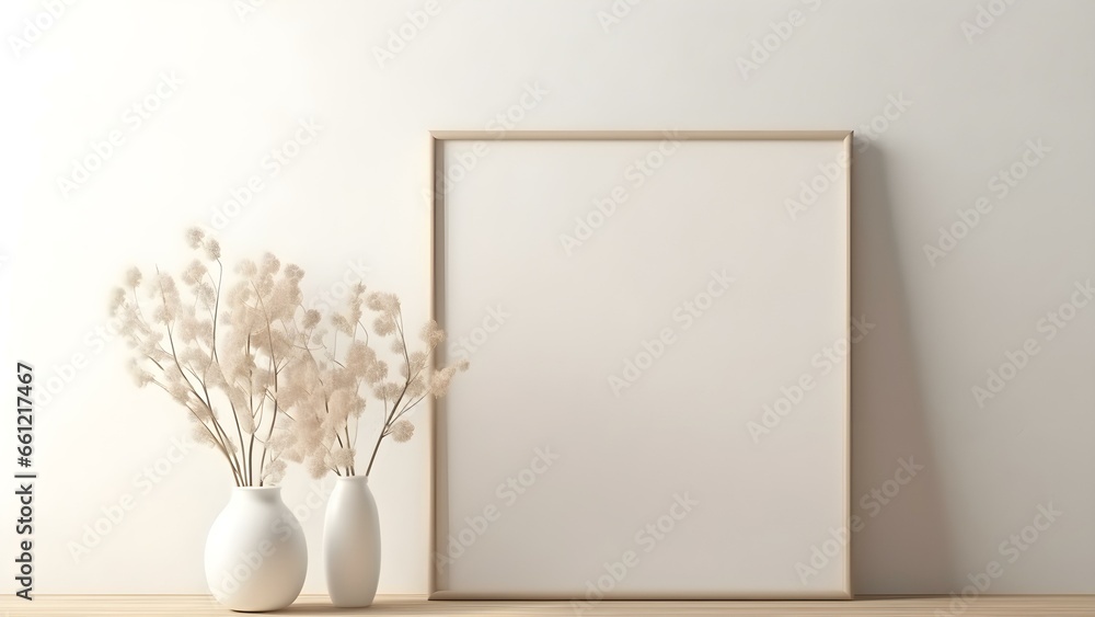 Contemporary Room Design with Frame Mockup, 3D Render - generative KI Contemporary Room Design with Frame Mockup, 3D Render - generative KI