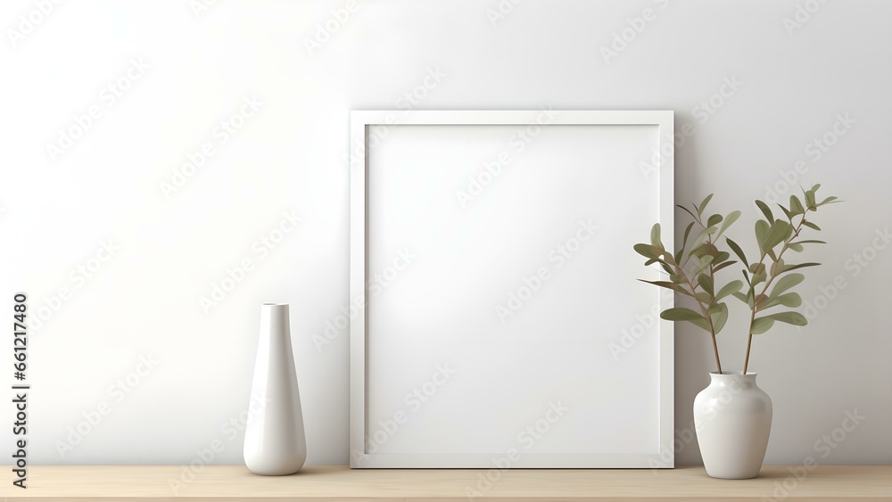 Contemporary Room Design with Frame Mockup, 3D Render - generative KI Contemporary Room Design with Frame Mockup, 3D Render - generative KI