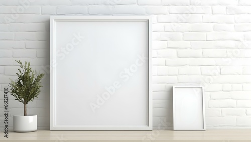 Sleek Interior Setting with Poster Frame Mockup, 3D Render - generative KI © Enes