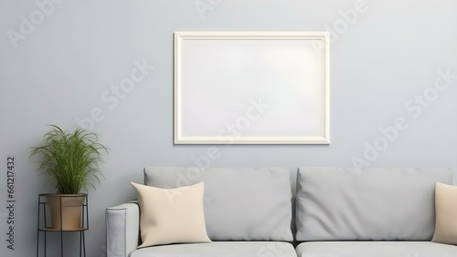 Sleek Interior Setting with Poster Frame Mockup  3D Render -  generative KI