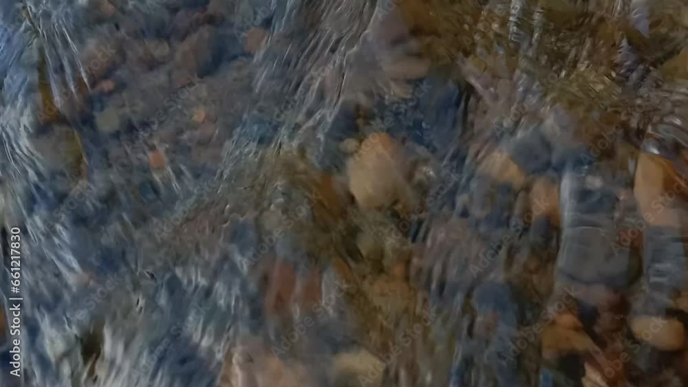 Close up shot of shallow river current. Slow motion. Close up shot of shallow river current. Slow motion.