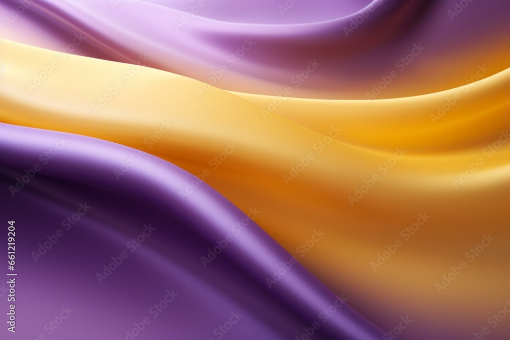 Vibrant blend of waves and minimalism in mauve purple and mustard yellow, with defocus and studio lighting. Generative AI - obrazy, fototapety, plakaty 