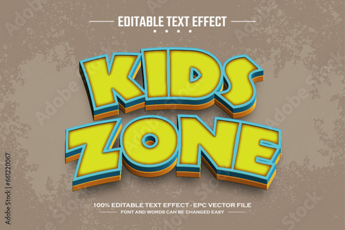 Kids zone 3D editable text effect template