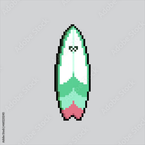 Pixel art illustration Surf Board. Pixelated beach surf. Beach Surd Board
icon pixelated for the pixel art game and icon for website and video game.
old school retro.