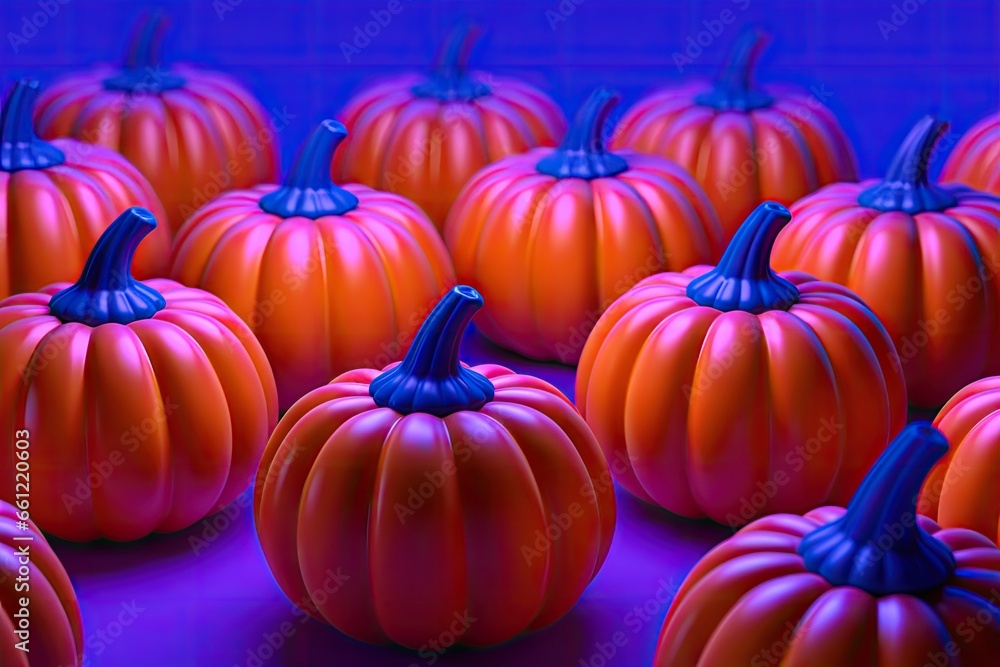 a purple background has orange pumpkins on it Generative AI a purple background has orange pumpkins on it Generative AI