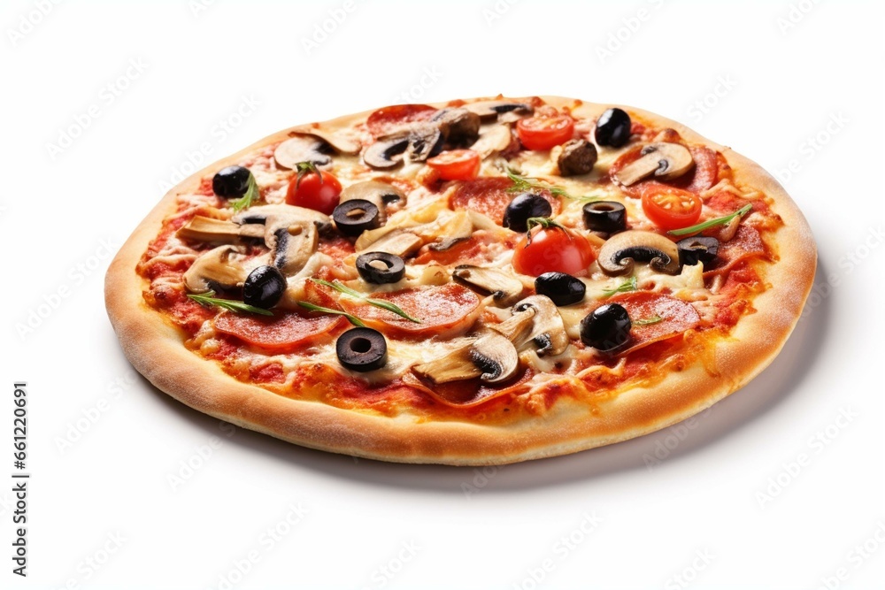 Traditional Italian pizza on white background. Generative AI