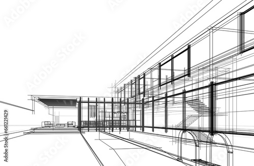 House sketch architectural 3d rendering