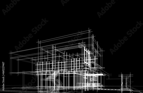 House sketch architectural 3d rendering