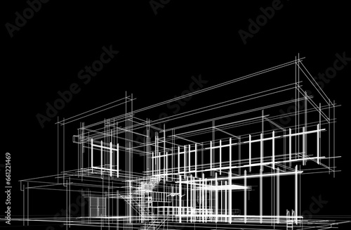 House sketch architectural 3d rendering