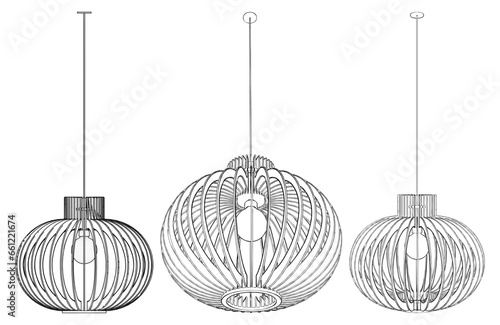 Scandinavian Luster Chandelier Lamp Vector. Illustration Isolated On White Background. A vector illustration Of A Chandelier.