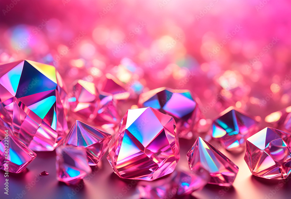 Abstract crystal background with sunlight. Bright rainbow refraction. glass crystal holographic background, Abstract crystal background with sunlight. Bright rainbow refraction. glass crystal holographic background,
