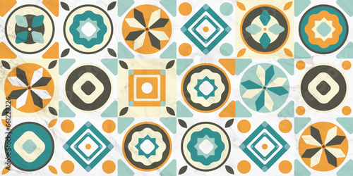 Collection of vintage style tiles. Modular geometric design with ornamental elements.