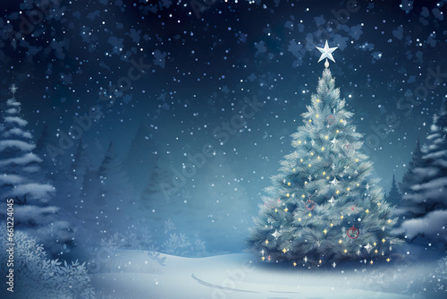 Wallpaper Mural Beautiful Christmas Tree in snow concept Torontodigital.ca