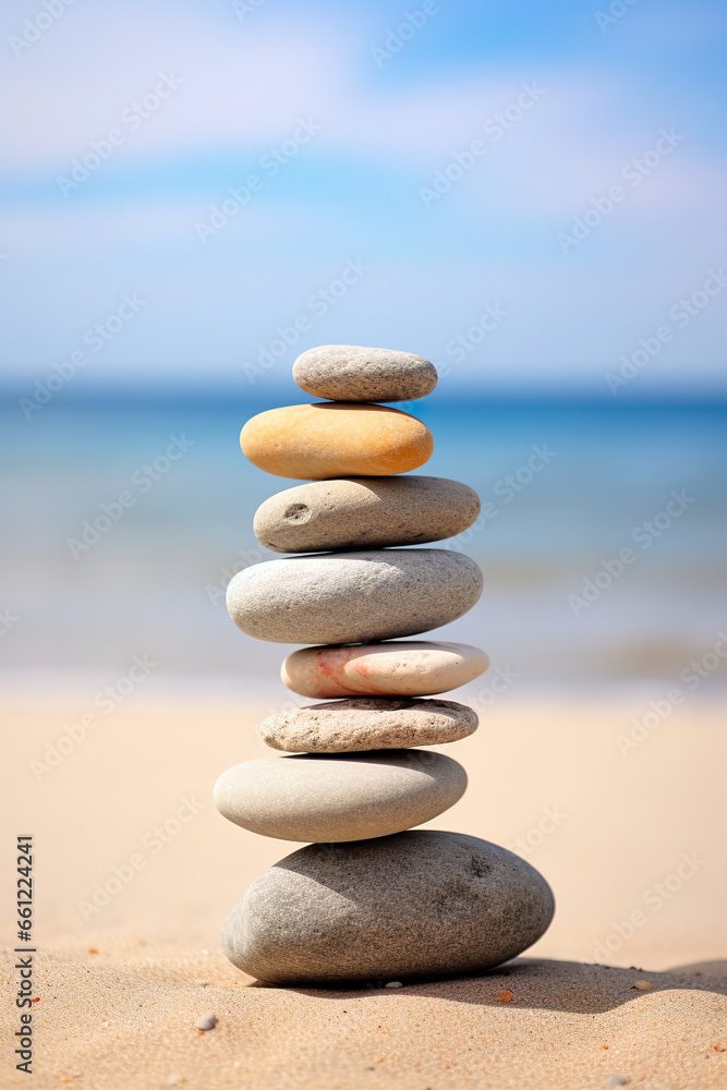 Stack of smooth rocks to represent balance and peace Stack of smooth rocks to represent balance and peace