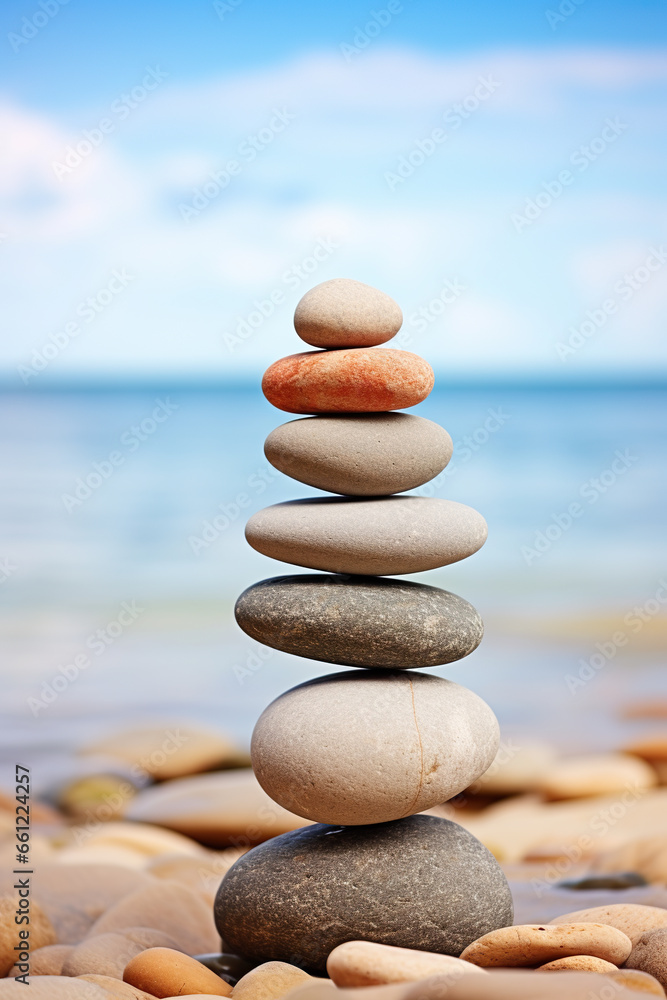 Stack of smooth rocks to represent balance and peace Stack of smooth rocks to represent balance and peace