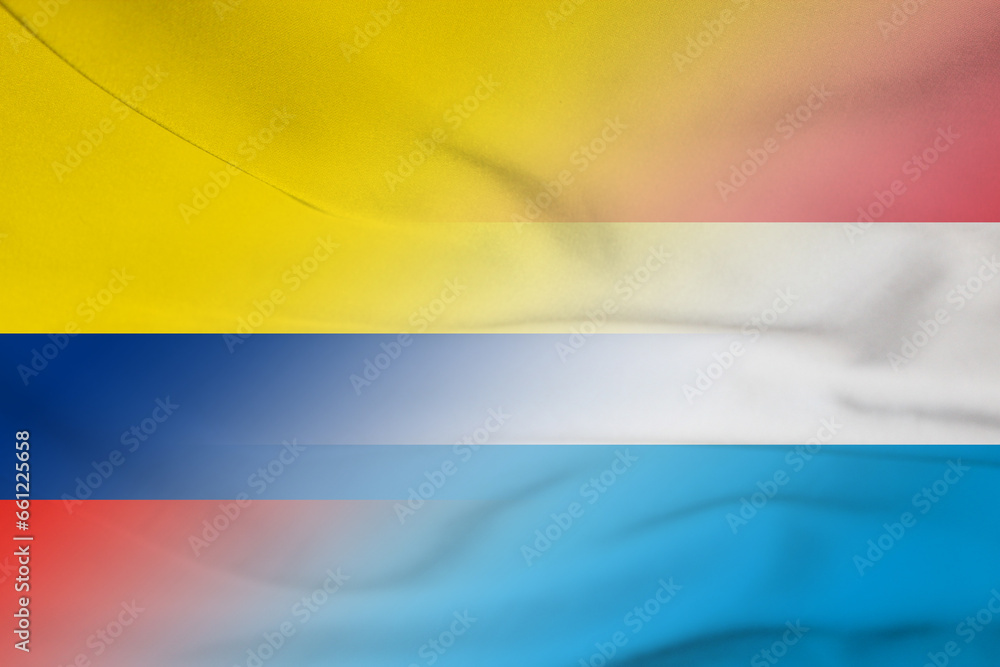 Fototapeta premium Colombia and Luxembourg state flag international contract LUX COL