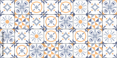 Collection of vintage style tiles. Modular geometric design with ornamental elements.