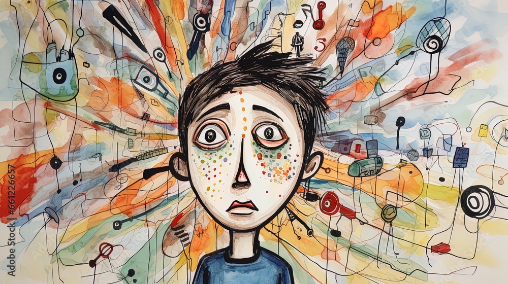 Thoughtful stressed young child with ADHD (Attention deficit ...
