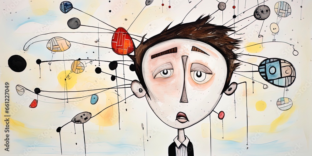 Thoughtful stressed young child with ADHD (Attention deficit ...