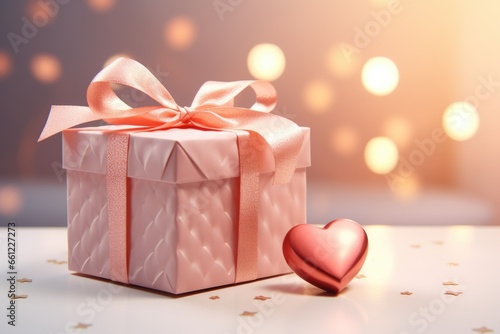 3D illustration of a gift on isolated delicate background, Valentine's Day concept