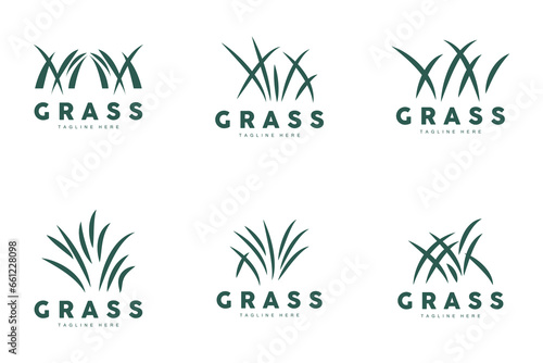 Green Grass Logo Design, Farm Landscape Illustration, Nature Design