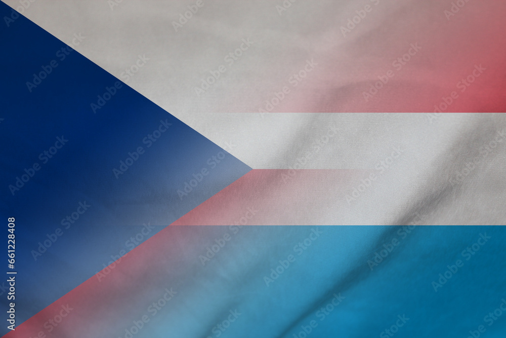 Czech Republic and Luxembourg state flag transborder contract LUX CZE - obrazy, fototapety, plakaty 