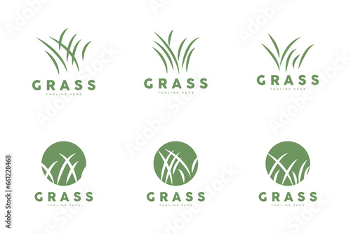 Green Grass Logo Design, Farm Landscape Illustration, Nature Design