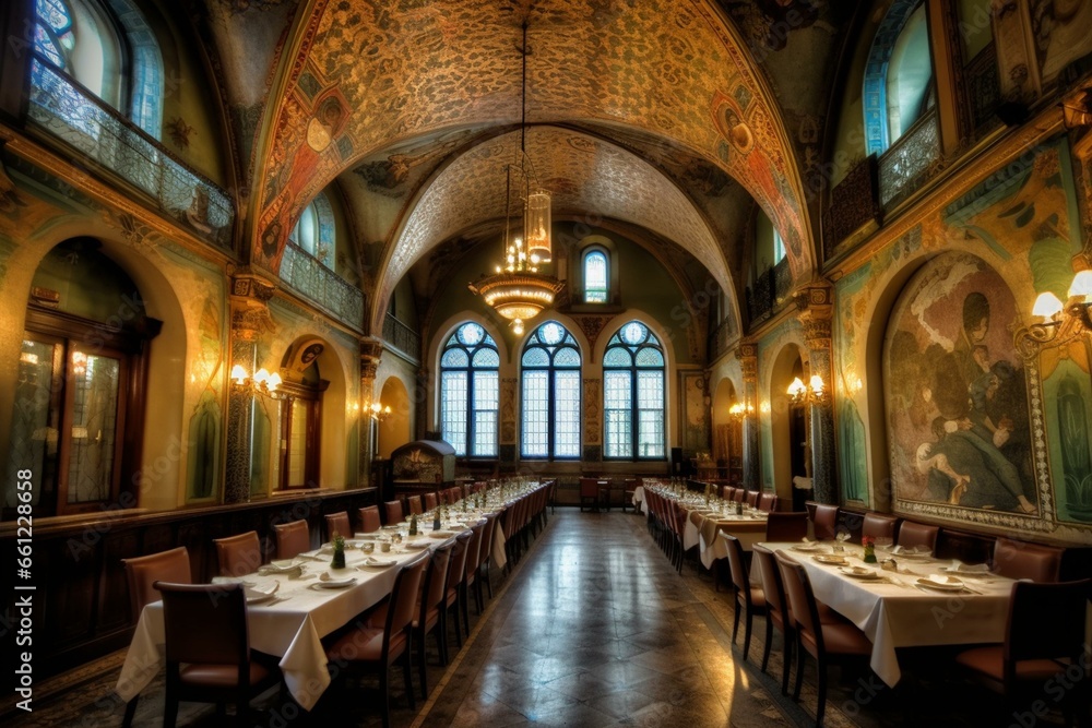magnificent european dining hall. Generative AI