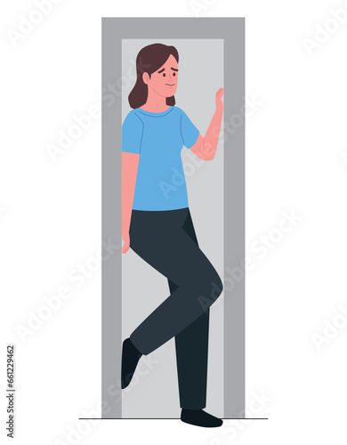 scared woman suffering claustrophobia stress