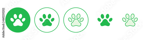 Paw icon set. paw print icon vector. dog or cat paw