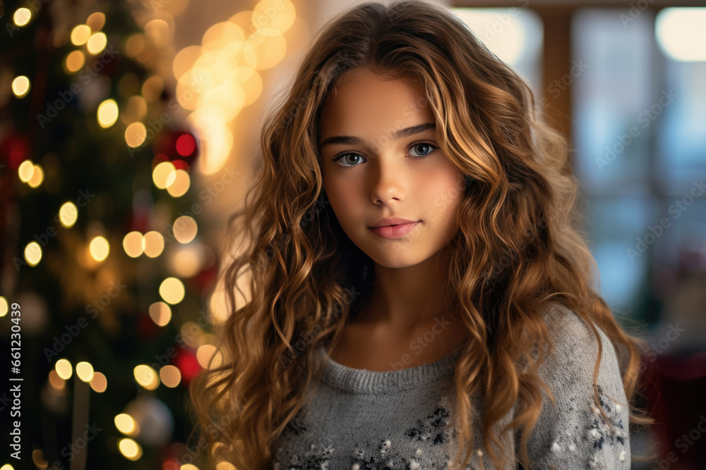 Girl in a cozy christmas room Girl in a cozy christmas room
